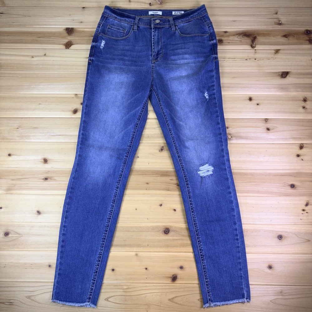 Kensie Jeans Womens 8 Distressed The Ultimate High Rise Skinny Denim Blue Jeans